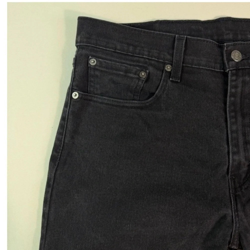 Levis 502 Regular Taper Jeans Mens 33x31 Faded Black‎ Denim Stretch Pants